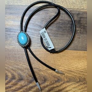 Robert Lee Morris Soho Turquoise Cabochon Leather Bolo Necklace